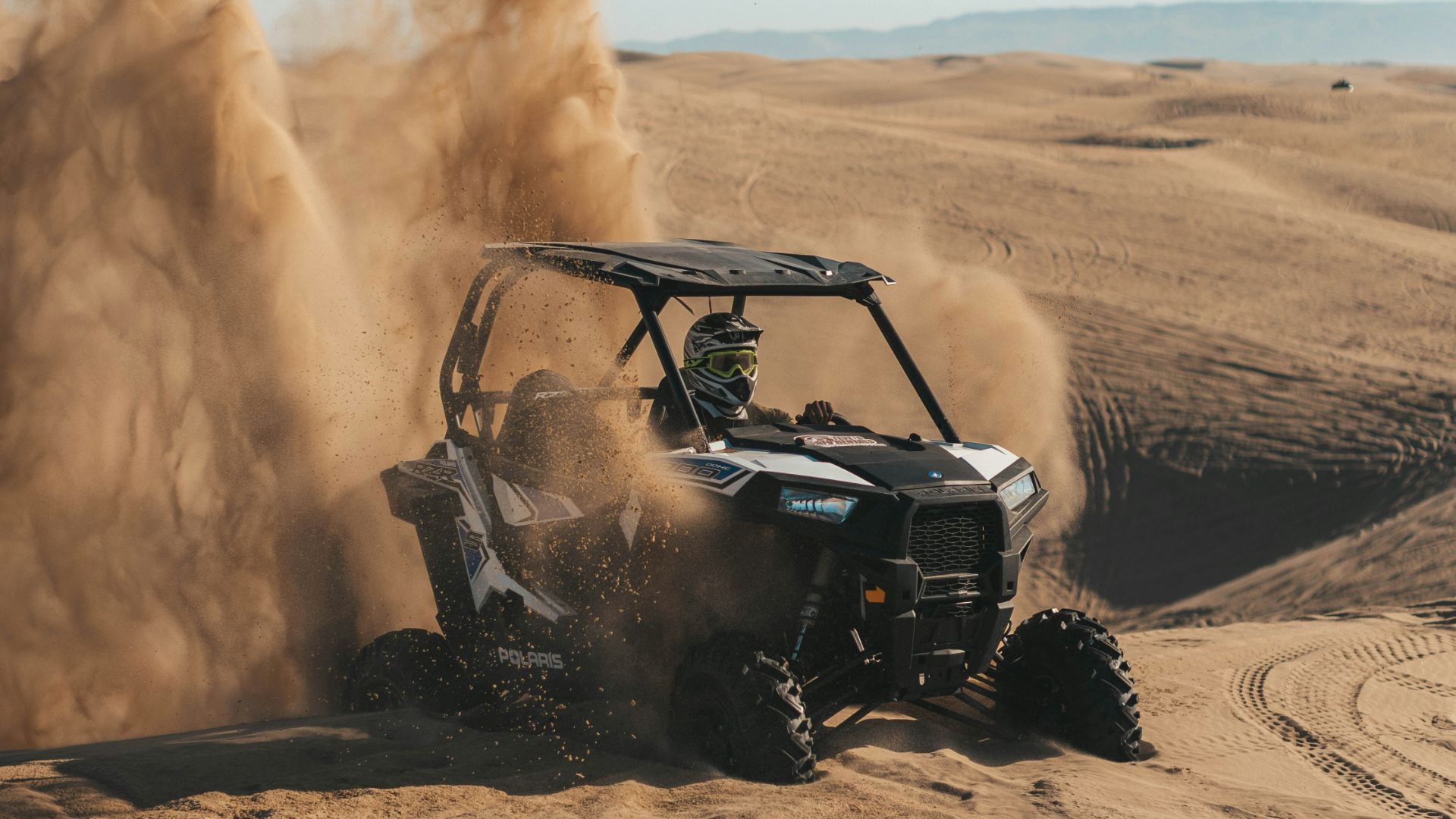 Quad and buggy tracks in the Agafay desert